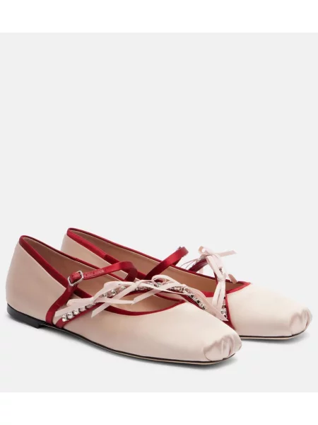 Balerini Jimmy Choo din satin roz