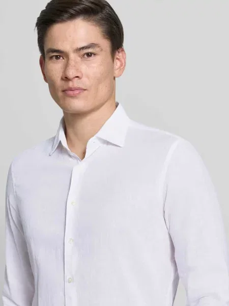 Koszula casualowa o kroju slim fit z mieszanka lnu model Steven' Cinque biała