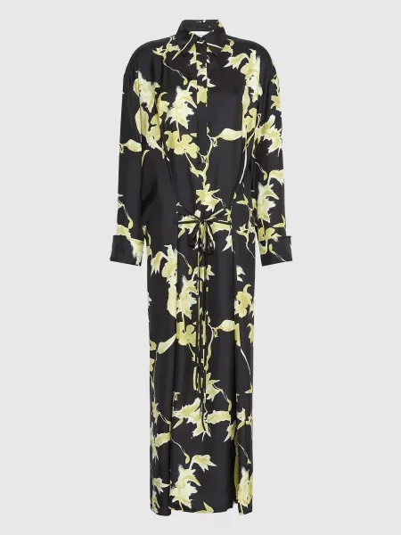 Шелковое платье-рубашка Max Mara Sportmax черное