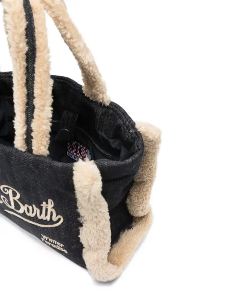 Geantă shopper Mc2 Saint Barth din piele de oaie albastru
