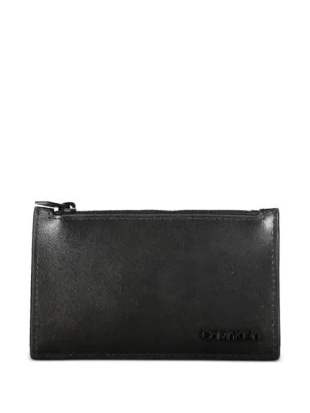 Bőr pénztárca Calvin Klein autogrammal fekete
