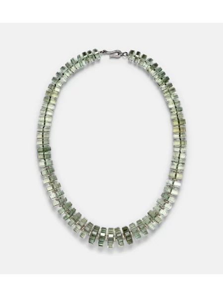 Mincové striebro náhrdelník Ileana Makri korálky zelená