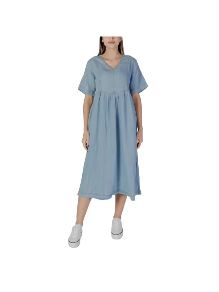 Maksi sukienka jeansowa B.young garniturowa niebieska