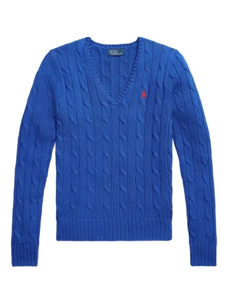Șapcă Polo Ralph Lauren cu decolteu în V cu autograf în carouri albastru