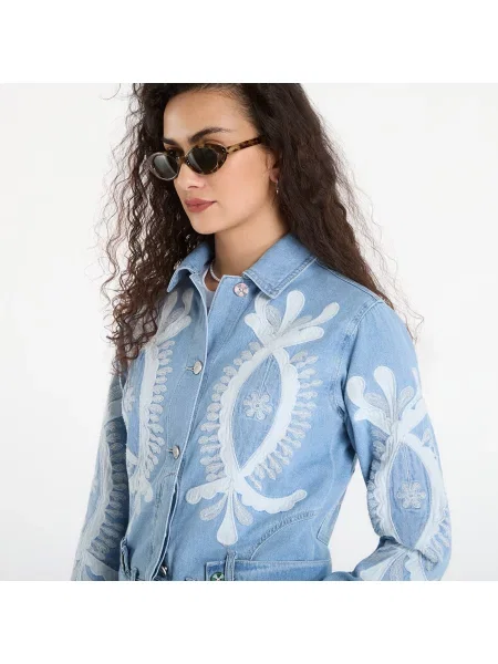 Μπουφάν Desigual Chaq Border Coat Blue S μπλε