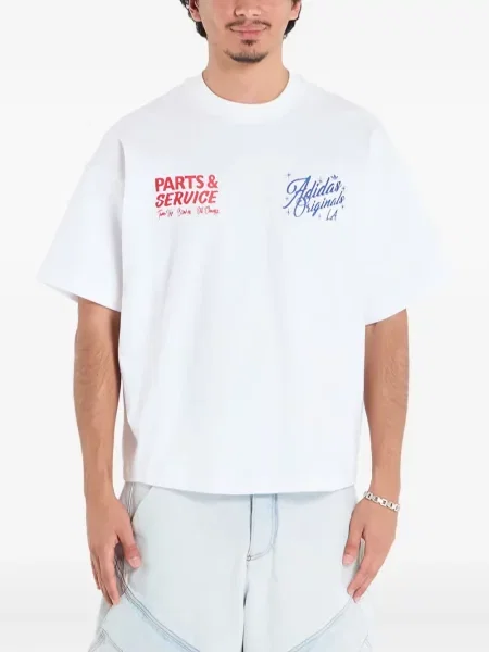 Футбол тениска с дълъг ръкав Adidas на райета мъниста бяло