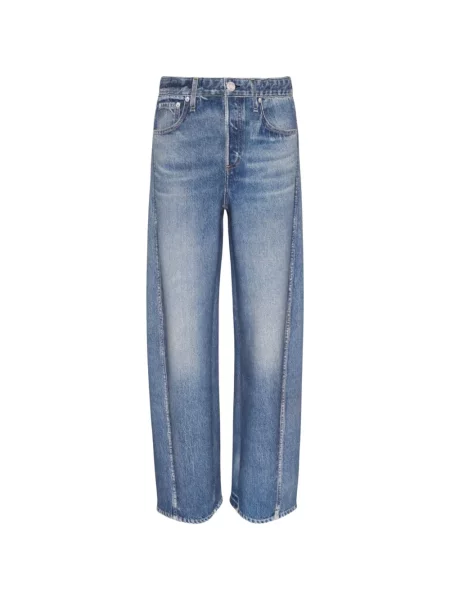 Blugi Rag & Bone cu talie înaltă albastru