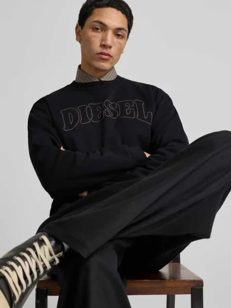 Bluza z wyhaftowanym logo Diesel czarna