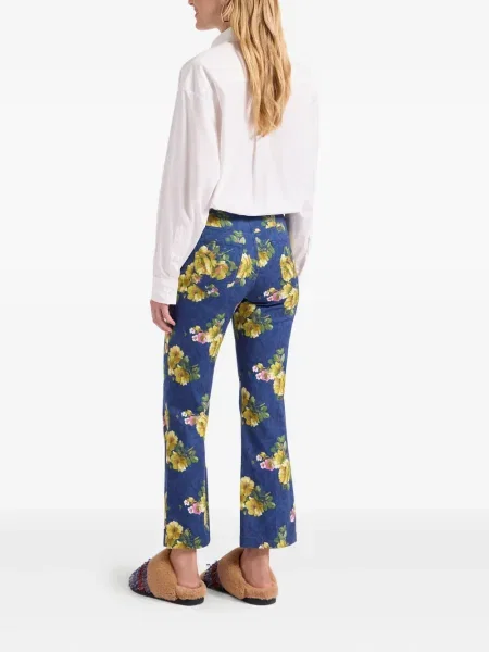 Blugi evazați La Doublej cu model floral cu imagine albastru