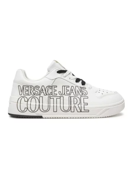 Sneakersy Versace Jeans Couture skórzane z nadrukiem białe