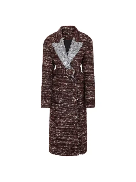 Wielobarwność płaszcz Rabanne z cekinami wełniany fioletowy
