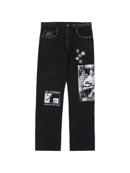 Blugi drepți Pleasures negru