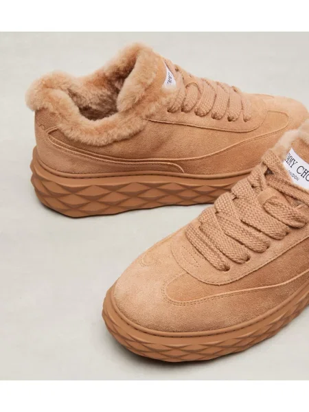 Sneakerși Jimmy Choo din piele de căprioară bej