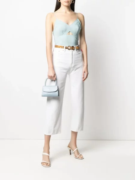 Top Alberta Ferretti de mătase cu model floral albastru