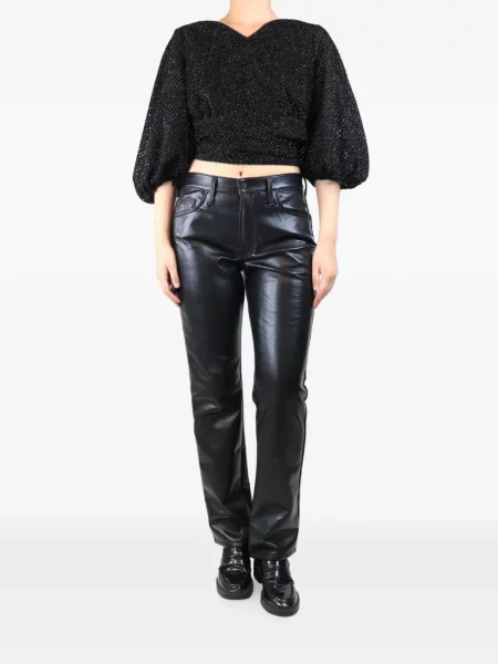 Pantaloni Mother din piele negru