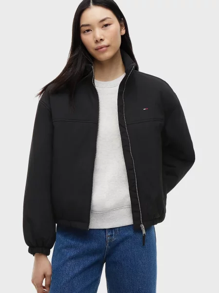 Джинсова куртка Tommy Jeans з високим коміром чорна