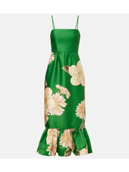 Rochie midi Alemais cu model floral până la genunchi de costum verde