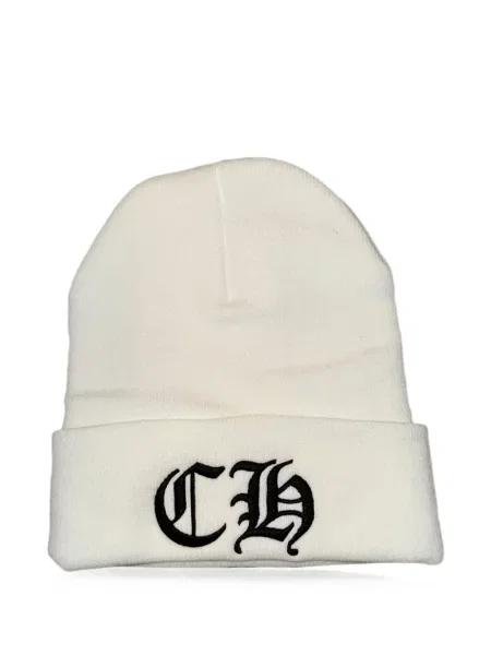 Căciulă Chrome Hearts cu motiv cu inimi cu autograf alb