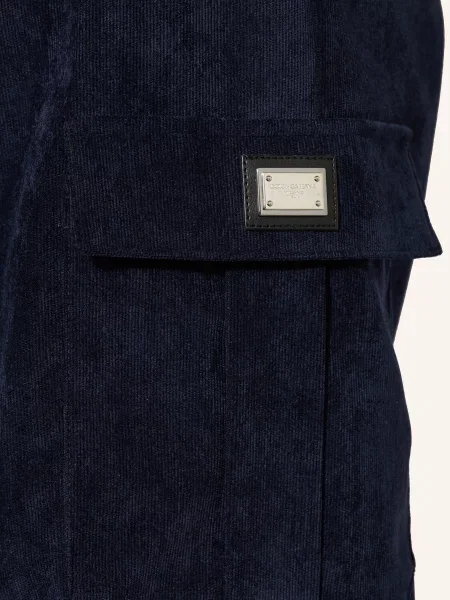 Dolce & Gabbana Sztruksowe Spodnie Cargo blau granatowe