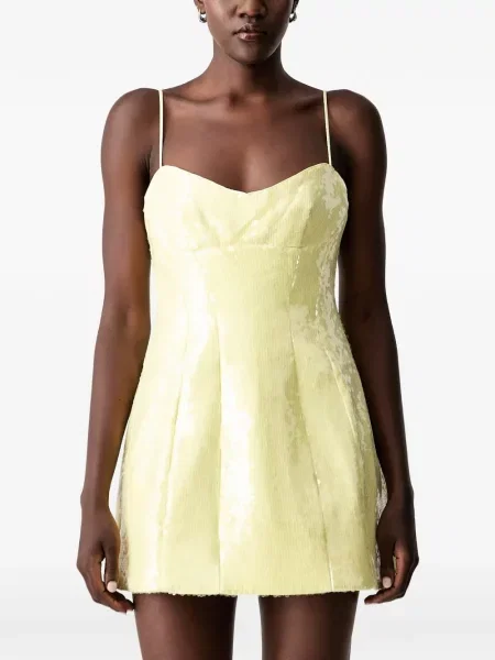 Rochie mini Bardot cu paiete galben