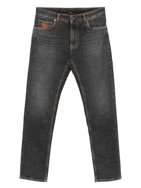 Blugi Etro cu broderie gri