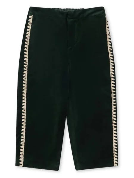 Konges Sløjd velurové kalhoty ROCKY PANTS zelené