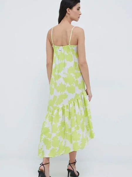 Armani Exchange rochie midi evazati verde