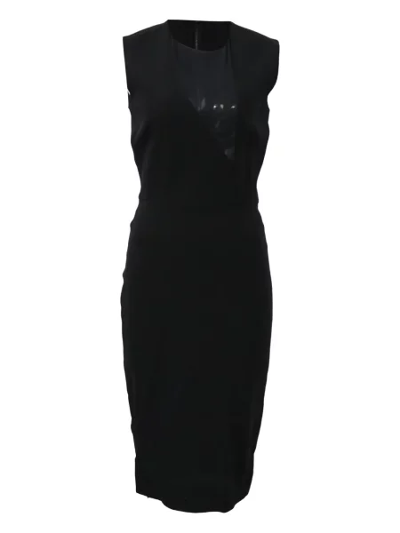 Sukienka midi Victoria Beckham bez rękawów z siateczką do kolan czarna