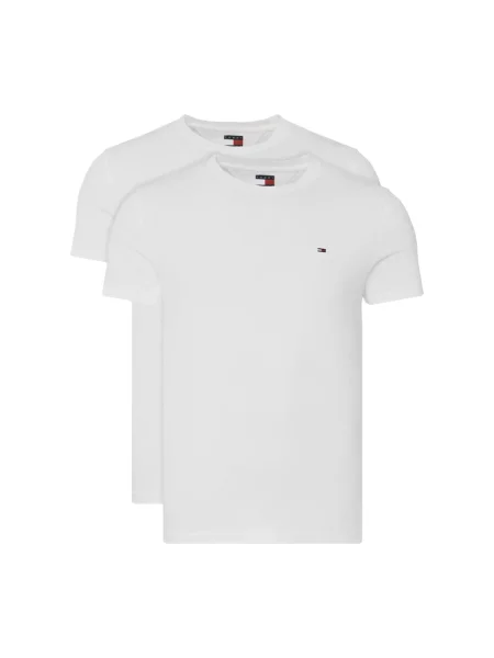 T-shirt o kroju slim fit z czystej bawełny w zestawie 2 szt. Tommy Jeans biała