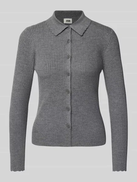 Kardigan z wełny lana z kołnierzykiem polo model ARHANYA' Drykorn