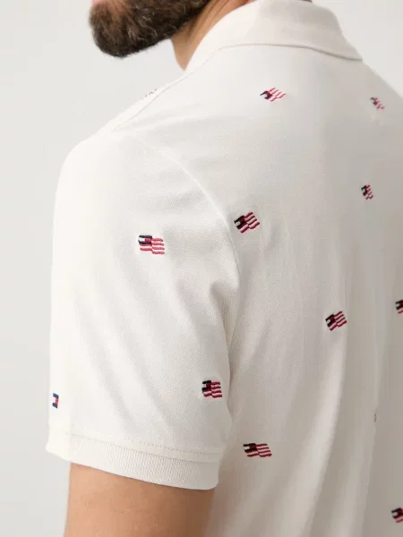 Tommy Hilfiger тениска с яка мъжка от бежово