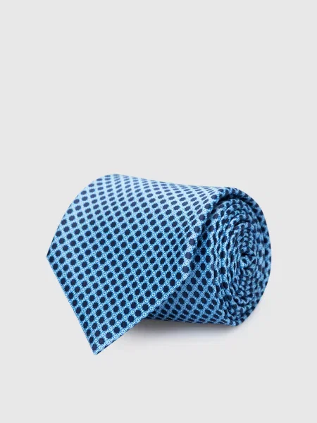Шелковый галстук Stefano Ricci с принтом с геометрическим узором голубой