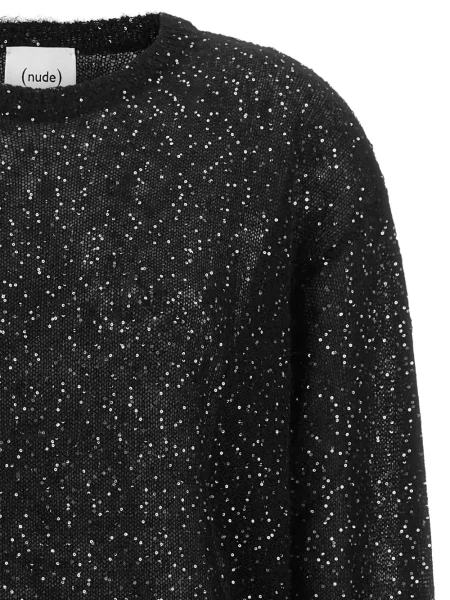 Pulover Nude cu paiete negru