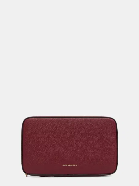 Кожена козметична чанта MICHAEL Michael Kors бордо