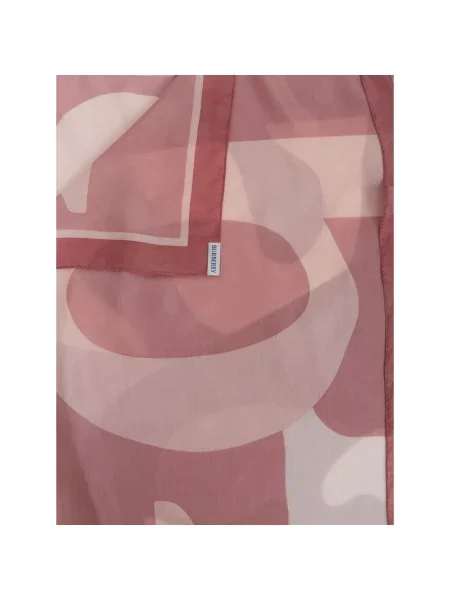 Jedwabna szal Burberry z logo różowa