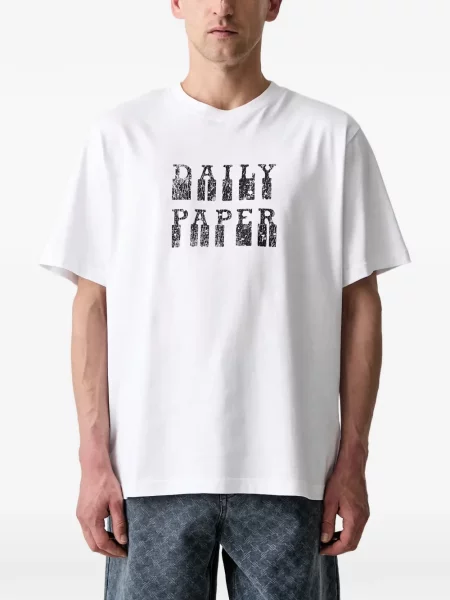 Tricou Daily Paper cu imagine alb