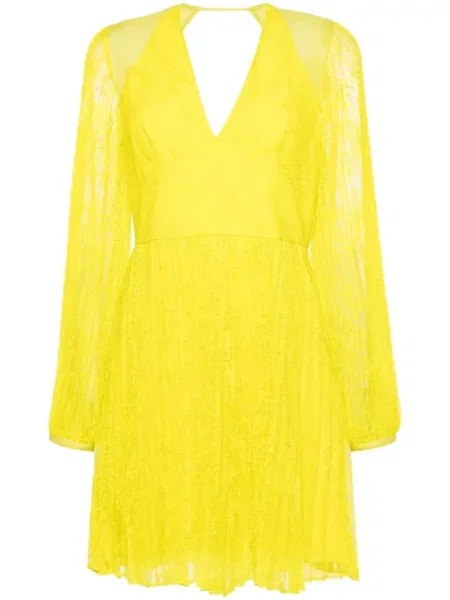 Rochie Twinset cu model floral cu decolteu în V din dantelă galben