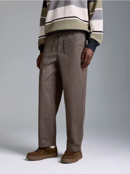 Reserved Pantaloni wide leg cacao-cu-lapte