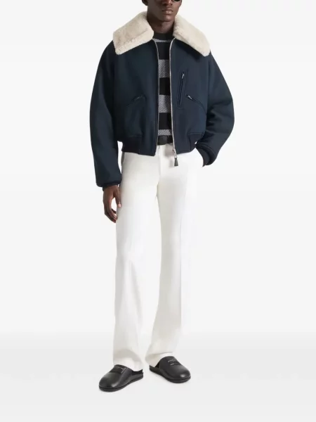 Gulerat geacă bomber Givenchy din piele de oaie albastru