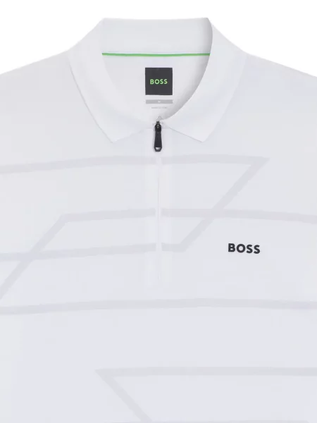 Tricou polo Boss cu imprimeu geometric alb