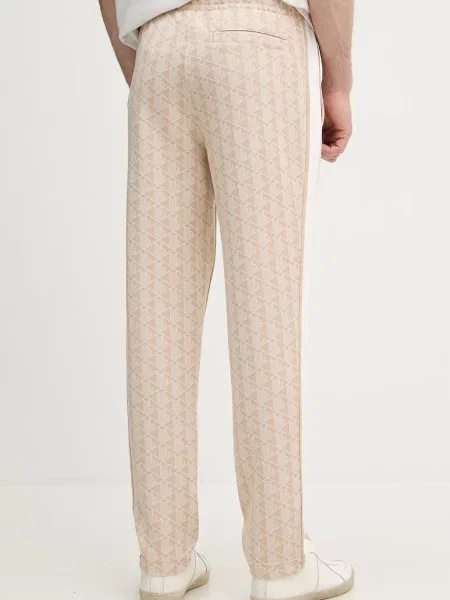 Spodnie dresowe Lacoste żakardowe do biegania beżowe