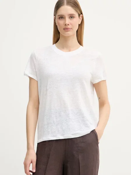 United Colors of Benetton t-shirt lniany biała