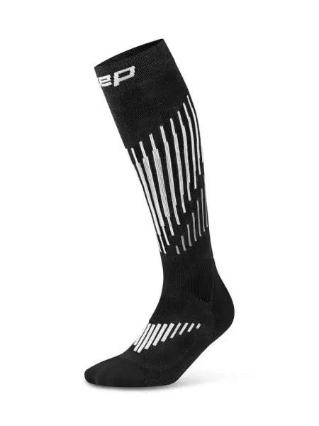 Długie skarpety kompresyjne dla kobiet z wełną Merino Core Run CEP białe