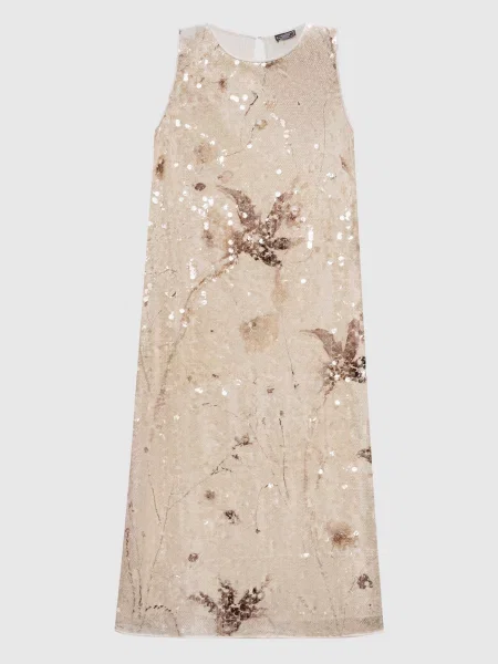 Сукня міді з паєтками Peserico бежева