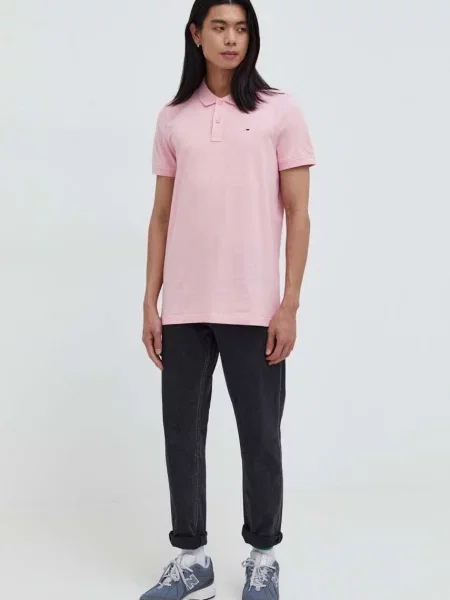 Tommy Jeans μπλουζάκι πόλο ροζ