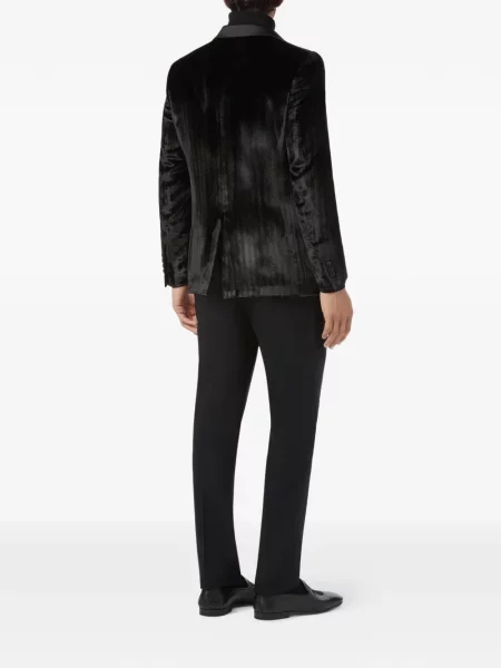 Sacou Billionaire de catifea cu model herringbone elegant negru