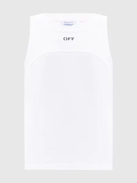 Топ в рубчик з вишивкою логотипа Off-white білий