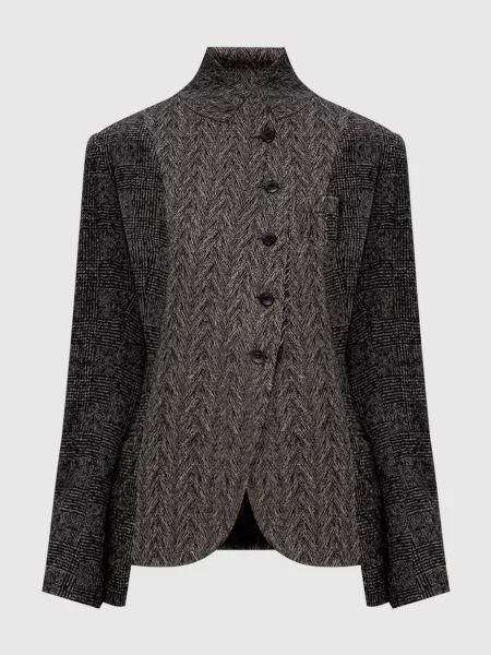 Жакет з вовни в клітинку Marc Le Bihan сірий