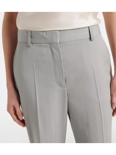 Volnene hlače Stella Mccartney s črtami siva