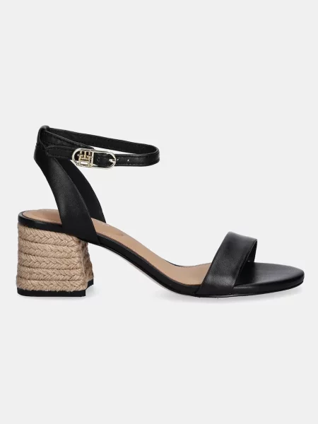Tommy Hilfiger sandały skórzane LEATHER ANKLE STRAP ESPAD SANDAL czarny